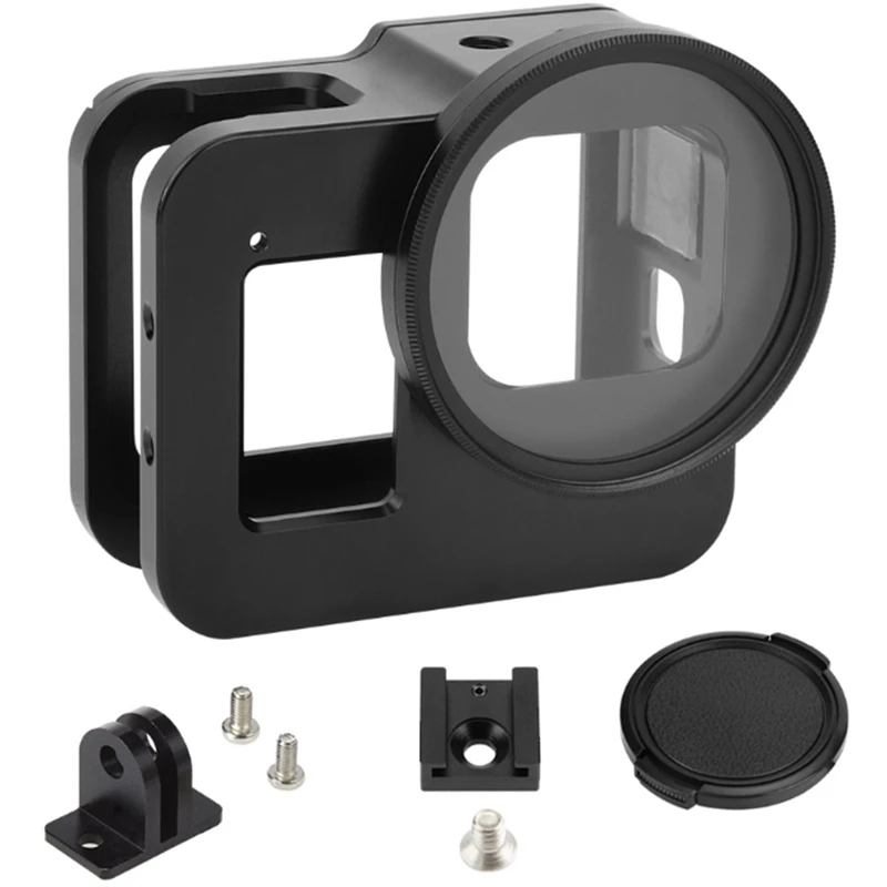 

Защитный чехол из алюминиевого сплава для Gopro Hero 8, черный металлический каркас + УФ-фильтр для объектива, аксессуары для камеры Go Pro 8