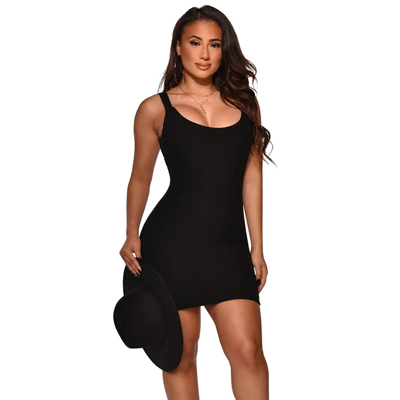 

Женское летнее облегающее мини-платье для выпускного вечера, сексуальное повседневное короткое платье в рубчик без рукавов и с открытой спиной, эластичная уличная одежда