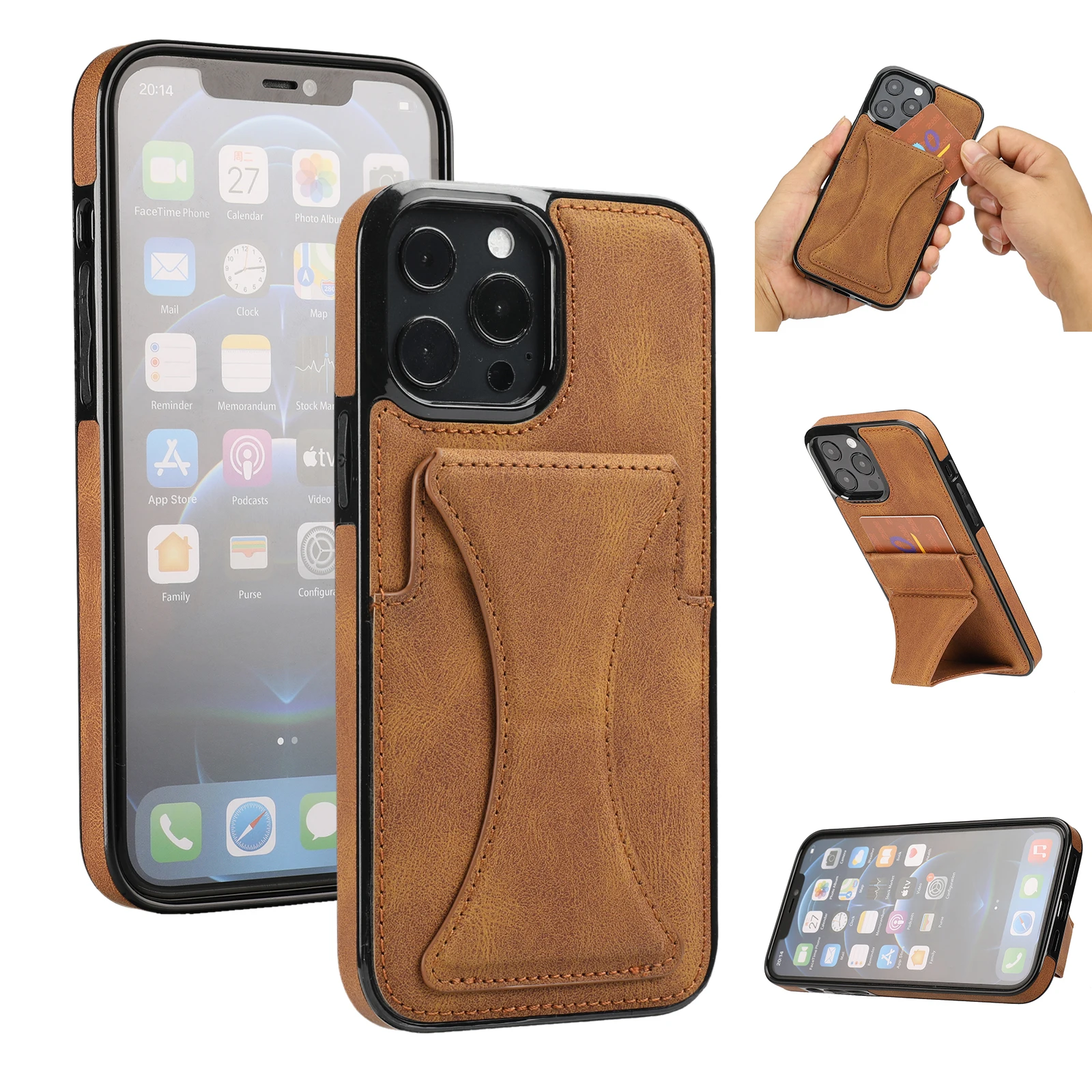 

Slim Fit PU Leather Card Slot Holder Wallet Case For iPhone 13 Pro Max 12 11 XS XR X 8 7 Plus Kickstand Phone Cover Funda