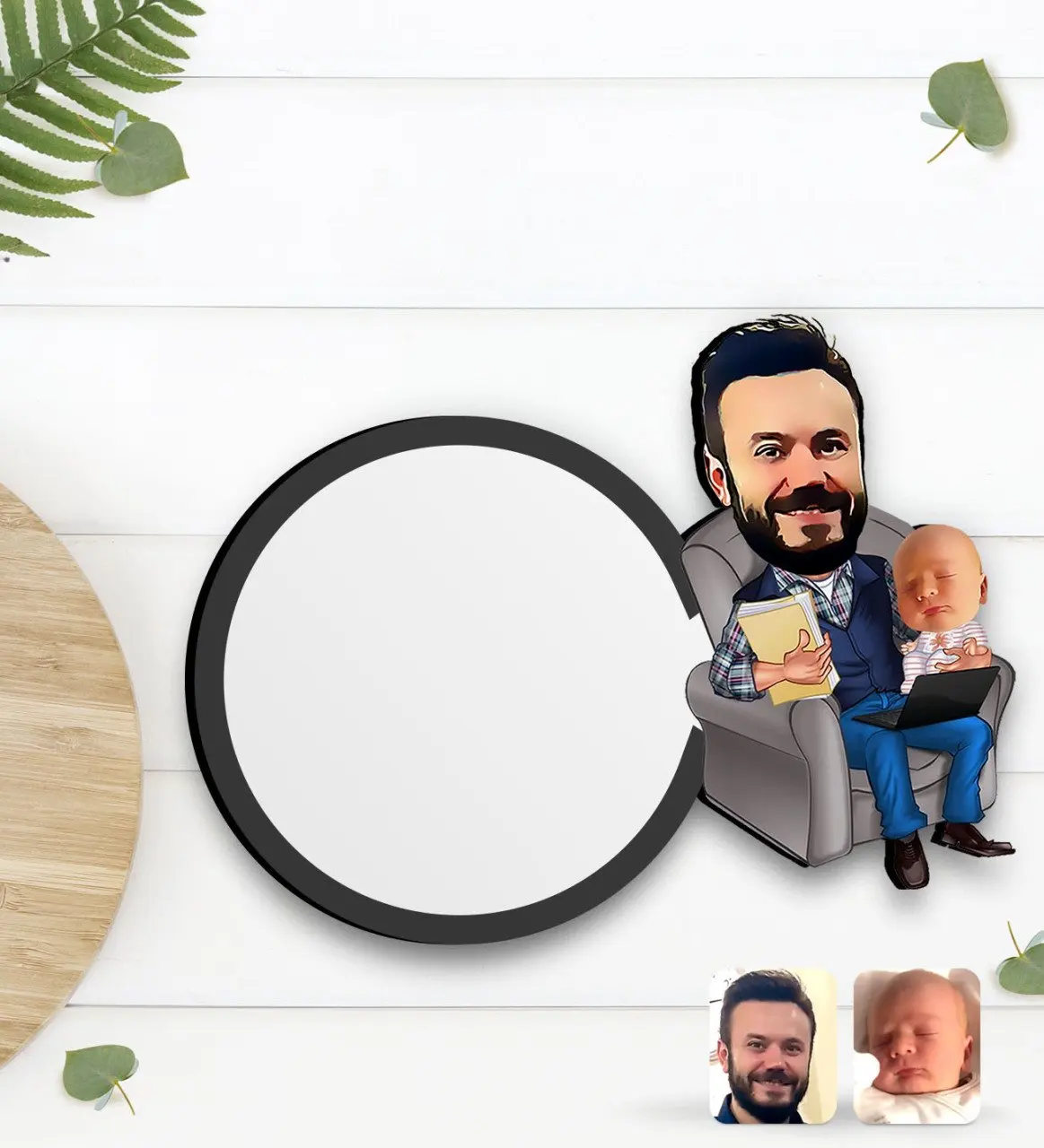 

Персонализированная карикатура деревянной чашки Father Son altlığ