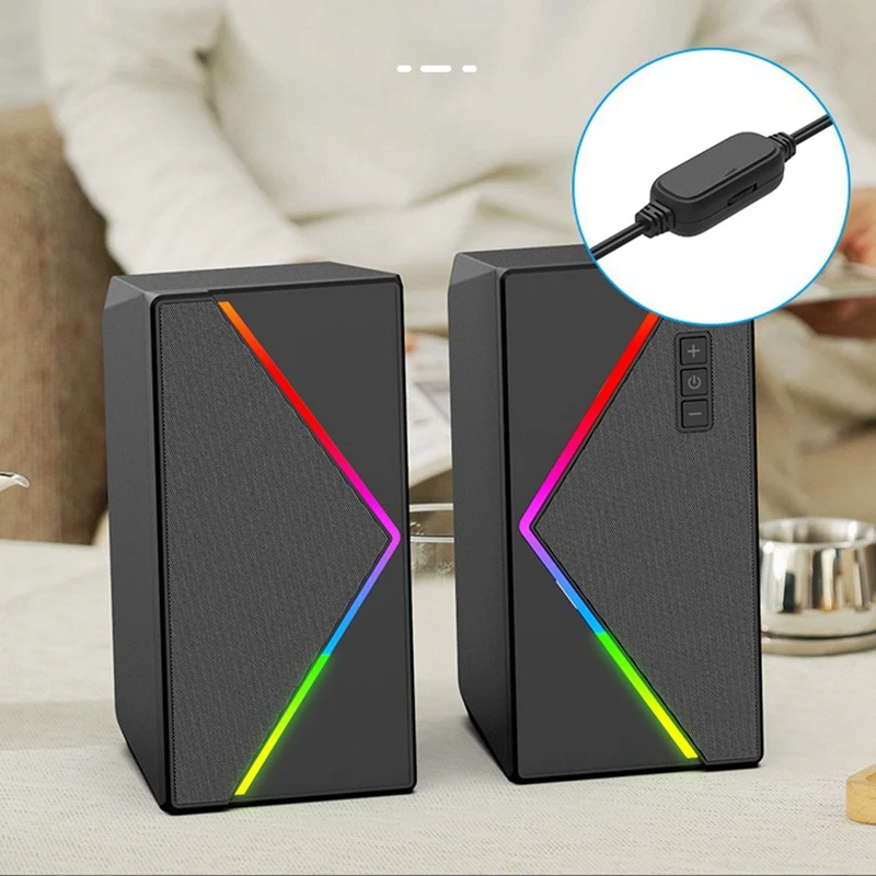 Компьютерные колонки стерео мультимедийные Rgb с сабвуфером аудиовход 3 5 мм