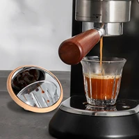 espresso lens flow rate observation wooden base magnetic coffee tampering reflective mirror for cafe machine tool wooden base