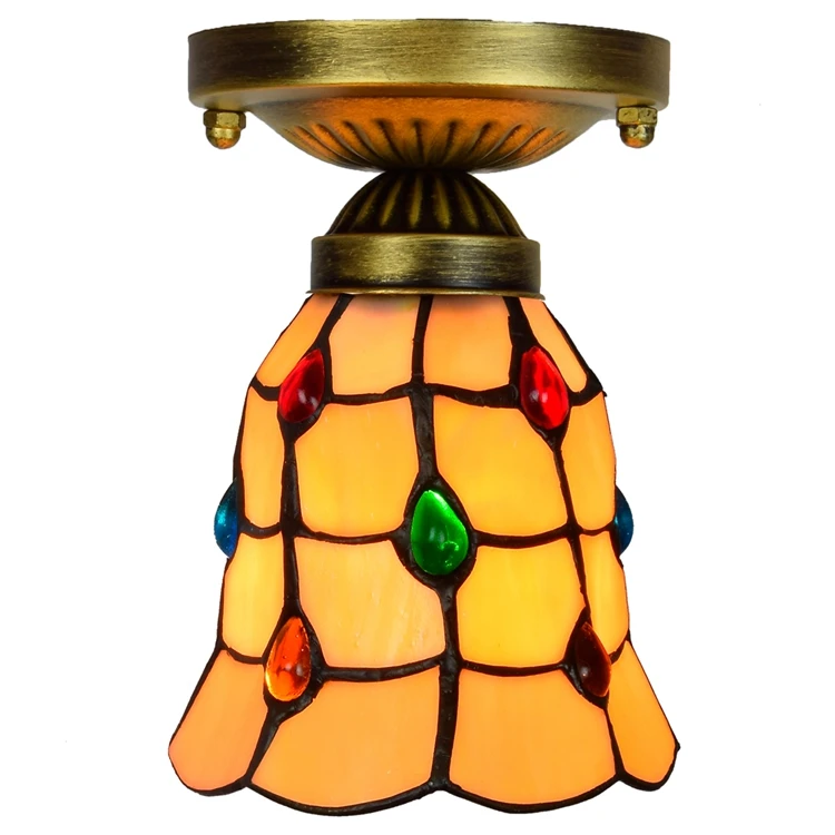 Потолочная лампа Тиффани в стиле ретро декоративный витражный маленький