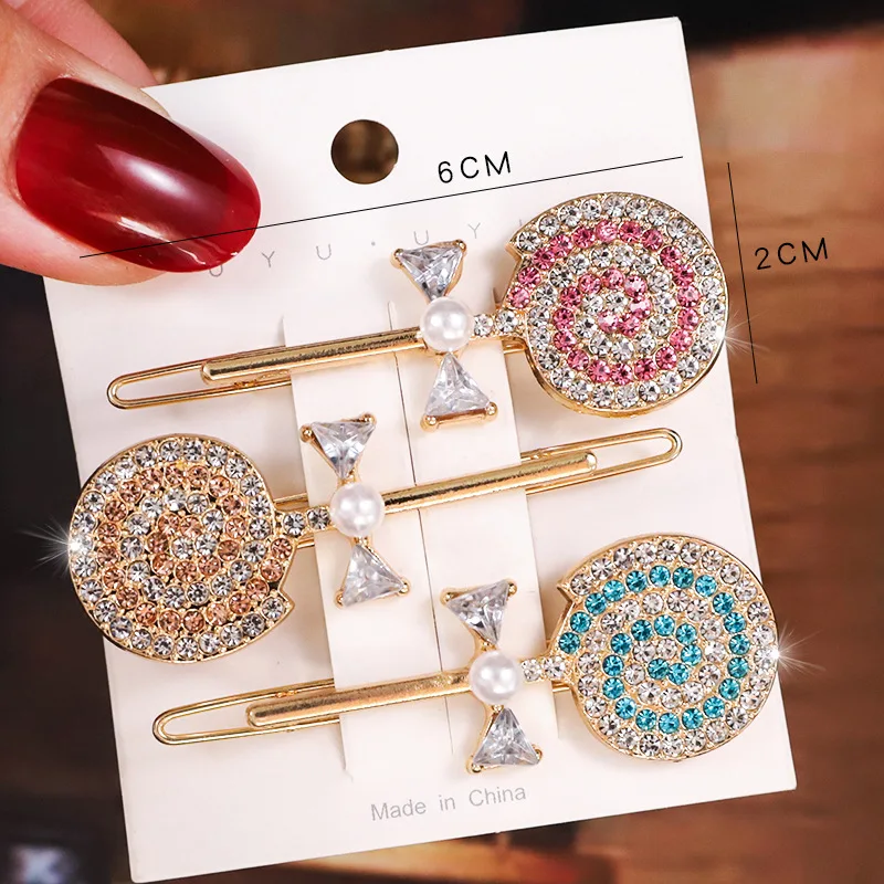 

Shining Crystal Lollipop Barrettes Sweet Hair Ornament Hairpin Sweet Girls Hair Clip Barrettes Slid Clip Hair Styling Accessorie