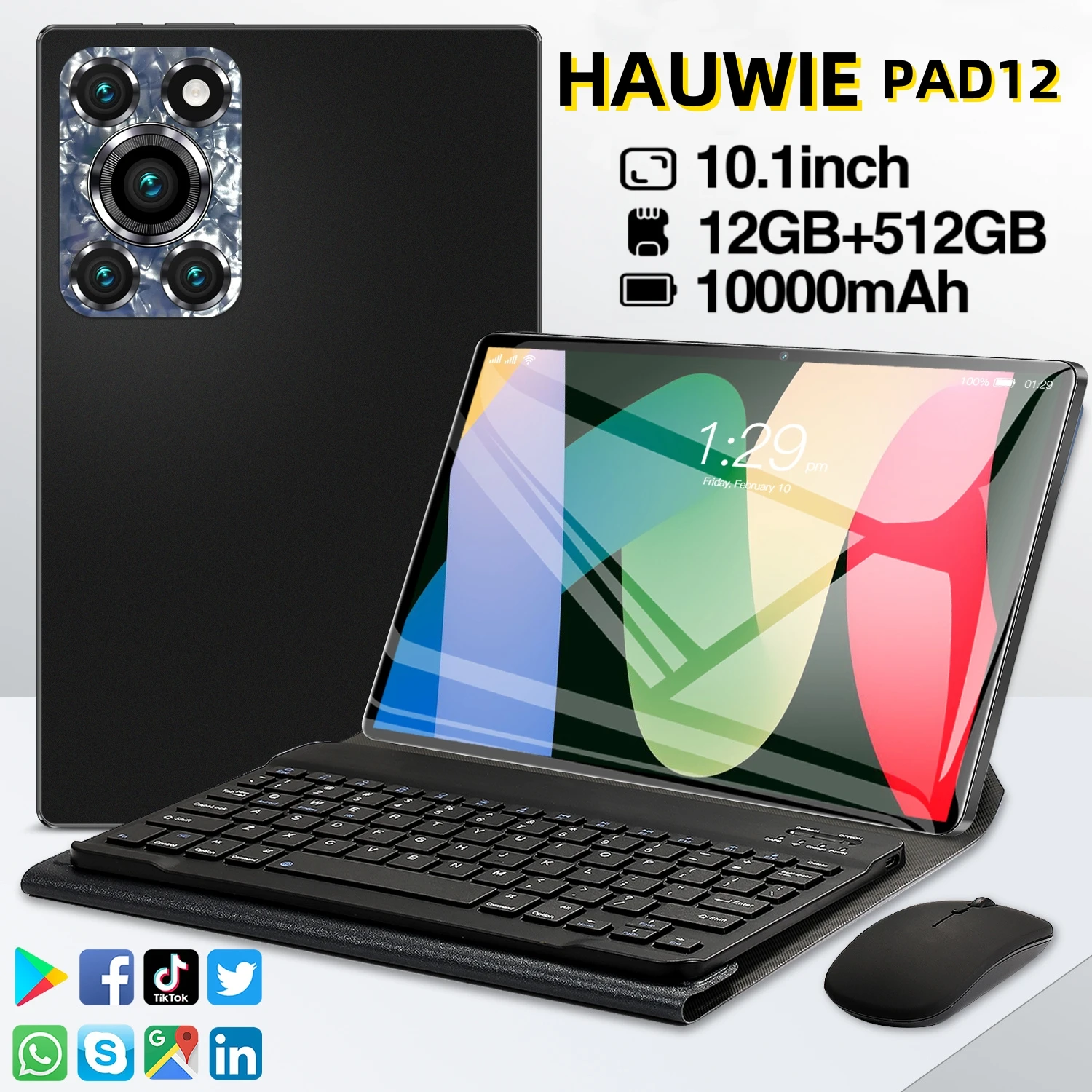 Совершенно новый планшет HAUWIE Pad12 5G Global Version 10 1 дюйма HD 4K Android14 16 ГБ + 1T 10000 мАч с двумя