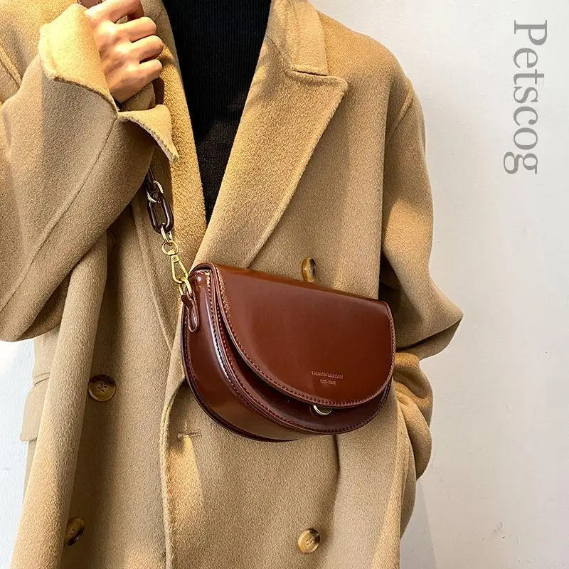 Luxury Pu Leather Crossbody Bag For Women Brown Shoulder Bag