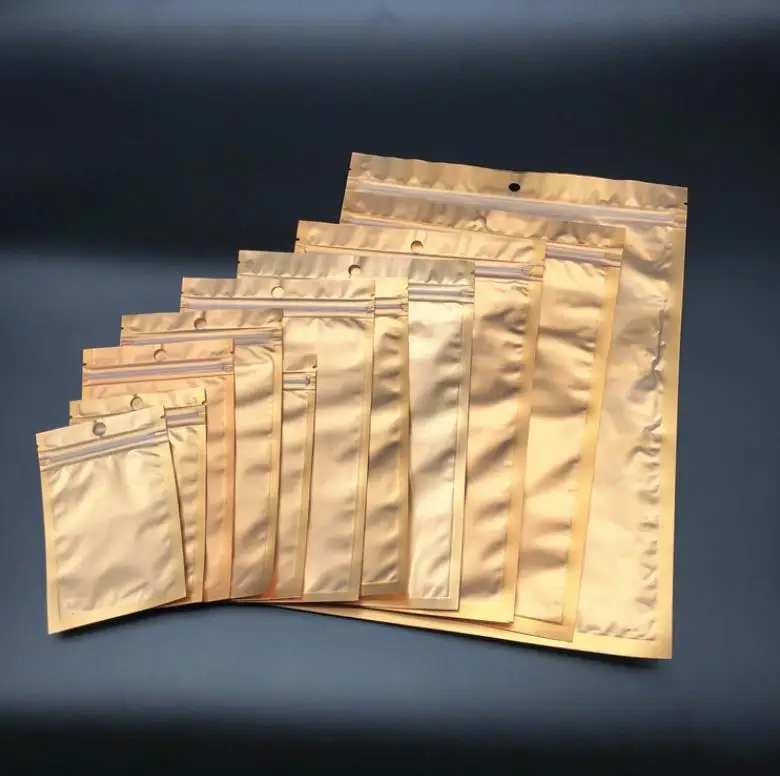 1000 шт. 10 размеров внутренняя золотая майларовая сумка с передней частью матовые