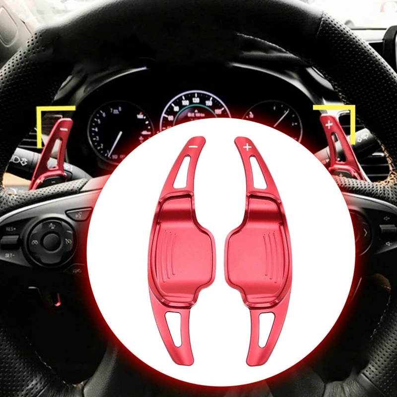 

1 Pair Steering Wheel Shift Paddle Shifter Extension Cover Red For Cadillac XT5 Buick Regal Lacrosse Chevrolet Camaro