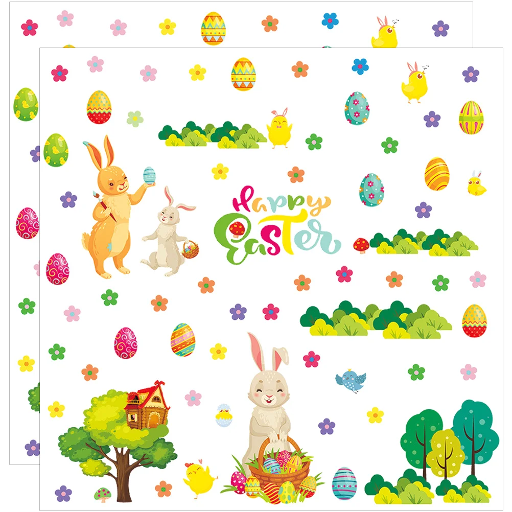 

1 Set of Easter Rabbit Wall Stickers Decorative Bunny Decals PVC Wall Decals