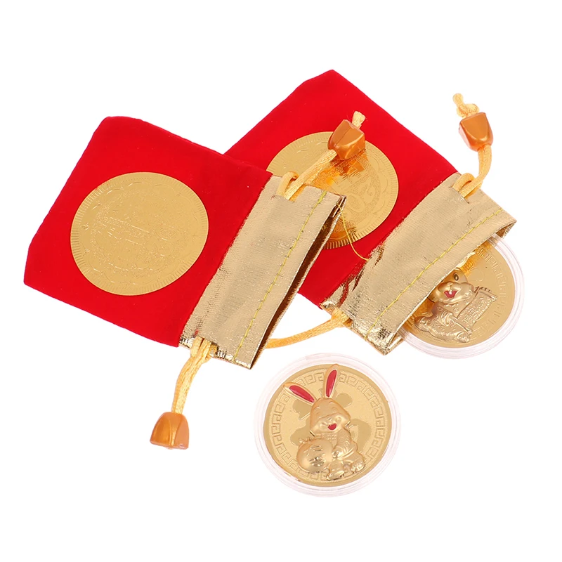 Золотые монеты в китайском стиле со знаками Зодиака 2023 памятные виде кролика на