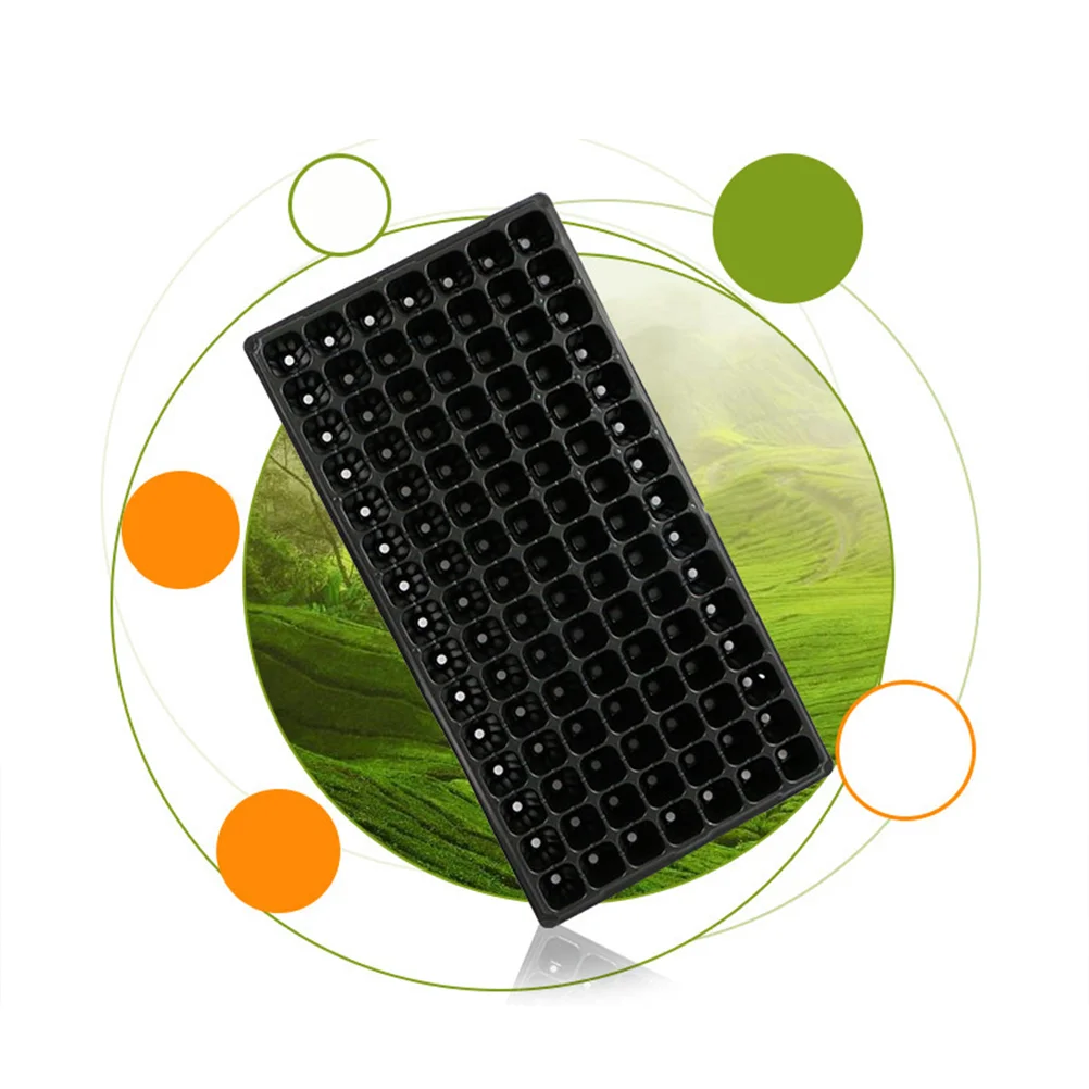 

10 Pcs Tray Sprout Plate 128 Cells Nursery Pots Tray for Home Gardening Bonsai DIY (Black, 80g)