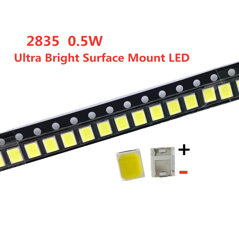 100 шт. SMD LED 2835 теплый холодный белый Чип 0 5 Вт 3 0-3 6 В мА 45-50 лм сверхъяркий