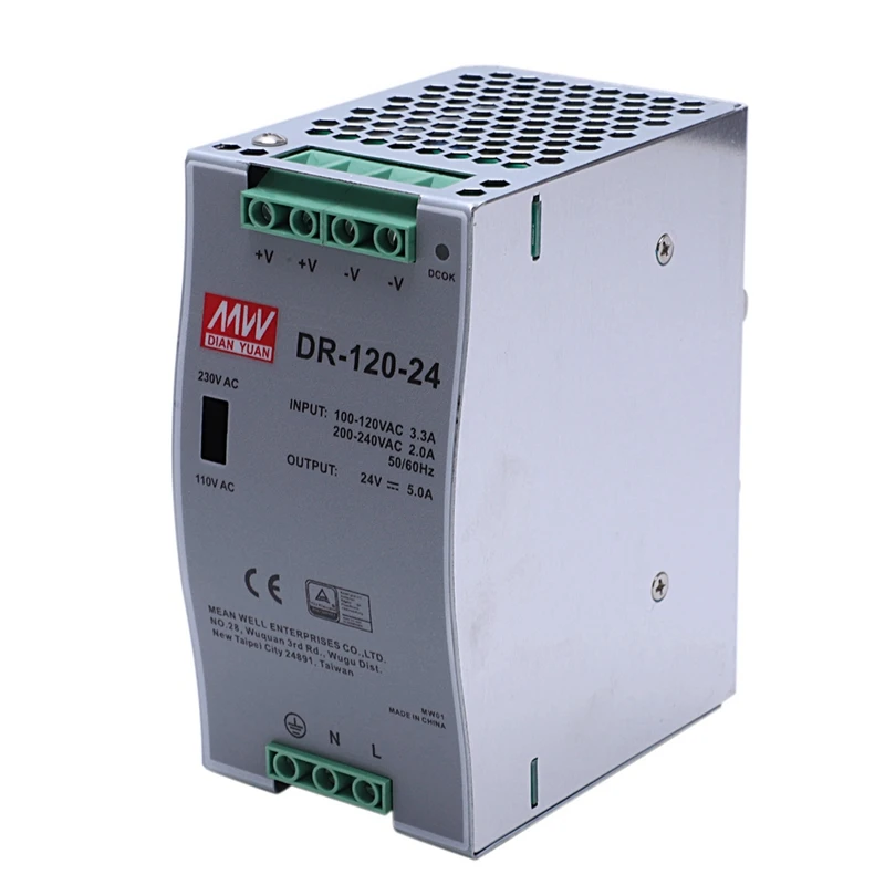 

4х рельсовый источник питания DR-120-24 120 Вт промышленного класса 24V5A импульсный источник питания рельсовый монтажный импульсный источник питания