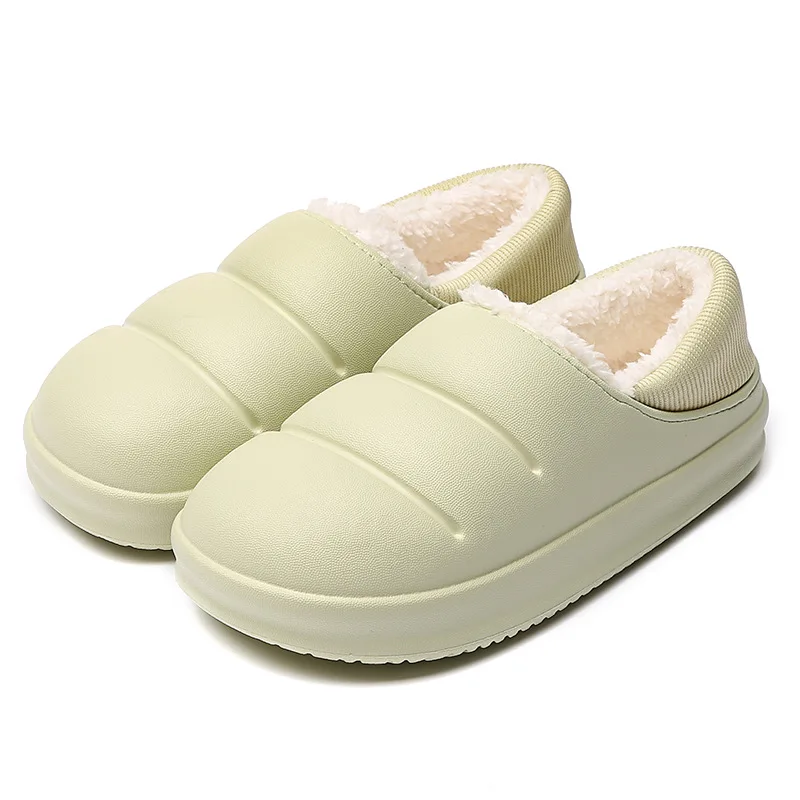 

Women Cotton Slippers Waterproof Warm Plush Shoes Fashion Indoor Home Thick Sole Footwear Non-Slip Solid Couple Slippers shoes