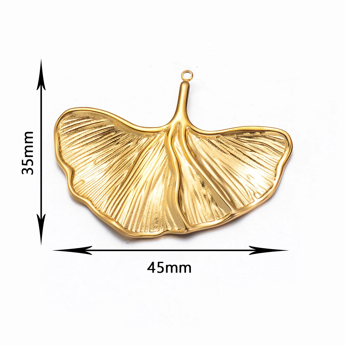 2pcs/lot Stainless Steel Ginkgo Biloba Gold Color Pendants Charms for DIY Jewelry Making Earrings Findings Accessories