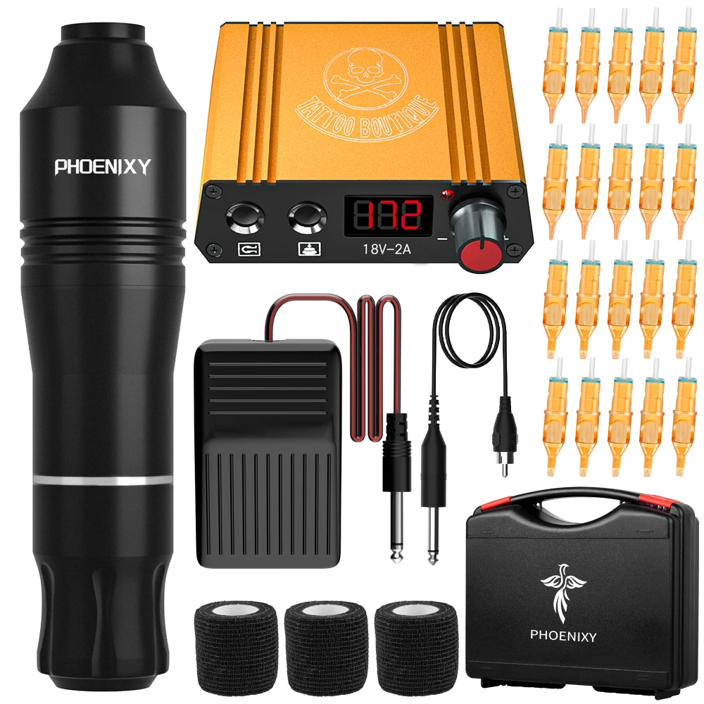 

Профессиональный набор для тату-машинки, вращающаяся машинка для татуировки, блок питания, иглы, тату, чернила, пигмент, Перманентный макияж...