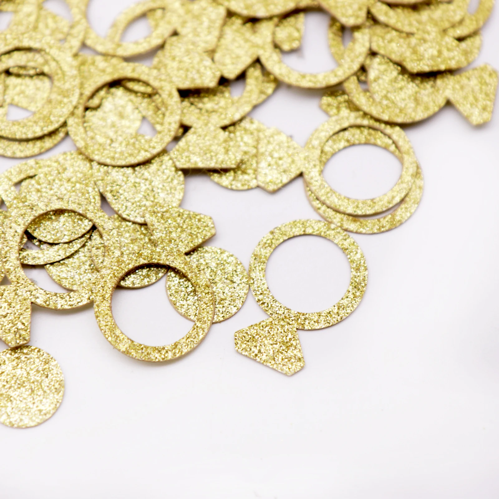 

100pcs/lot Glitter Paper Confetti Romantic Gold Crown Heart Diamond Ring Confetti Wedding Birthday Party Decorations Supplies