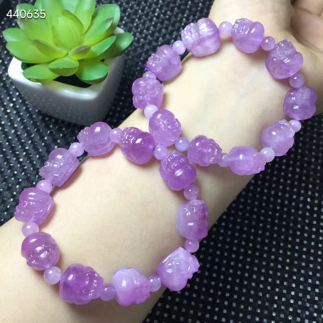 

Natural Purple Kunzite PI Xiu Round Beads Bracelet Cat Eye Gemstone Crystal 10mm Women Men Rarest Bracelet Jewelry AAAAAA