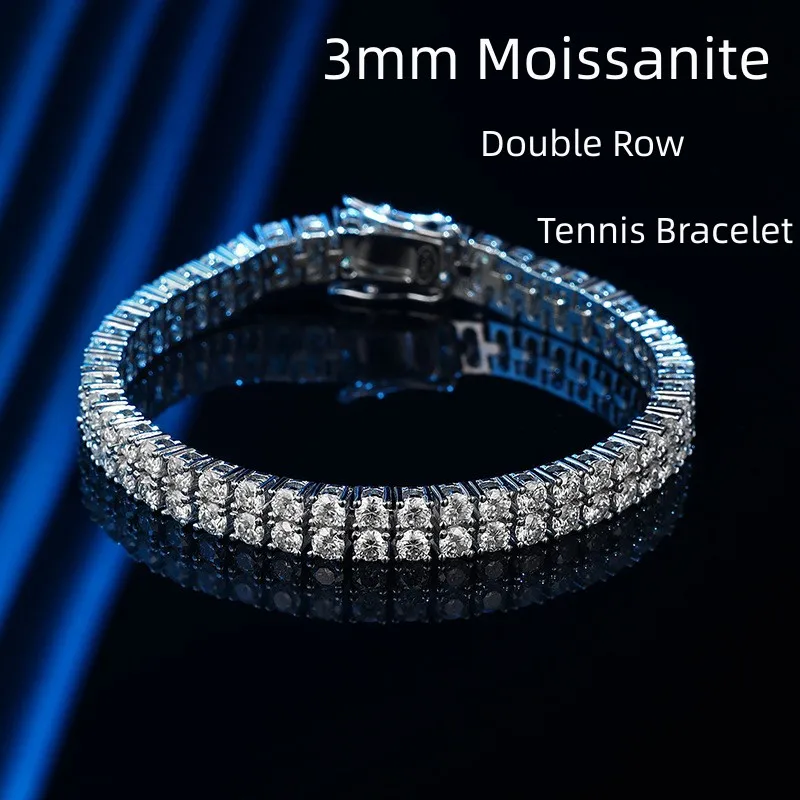 

Браслет женский из серебра 925 пробы с муассанитом, 3 мм