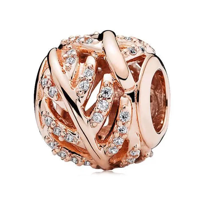 45 Kinds Pink Gold Color Dreamcatcher Flowers Tree Balloon Clip Bead Necklace Fit Original  Charms Bracelets DIY Jewelry