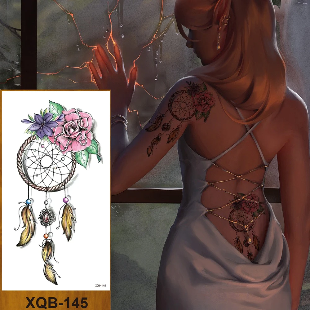 

Временные татуировки-наклейки для женщин и девушек, накладные татуировки на грудь и руки, лотос, пион, роза, магнолия, цветы, тотем, лицо, тело...