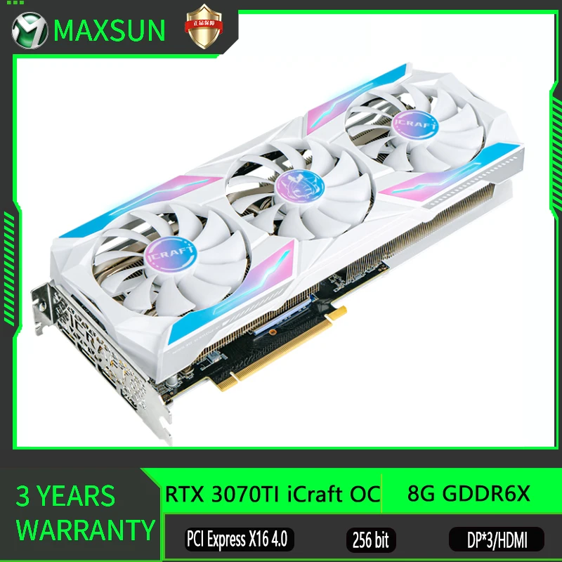 

MAXSUN Graphics Cards RTX 3070Ti iCraft OC 8G NVIDIA GDDR6X GPU Computer 256bit PCI Express 4.0x16 Gaming Video Display Card