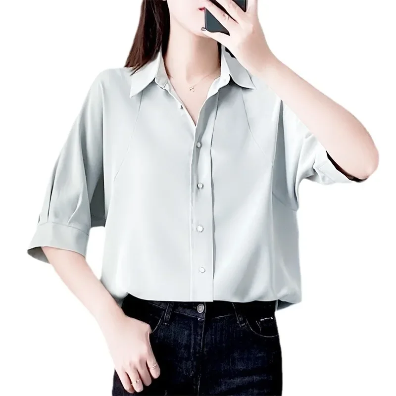 Women's Summer New Style French Short Sleeve Casual Loose Fit Versatile Top Nichewhiteshirt SensibilityDemarche Design