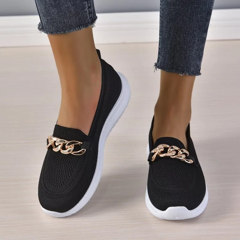 Chain White Shoes Women Sneakers Fashion Solid Women Platform Flats Shoes Breathable Chunky Sneakers Comfortable Woman Shoes