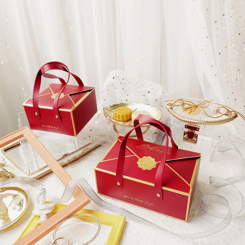 

Leather Portable Rope Candy Bags Dessert Packaging Box Party New Year Gift Decor