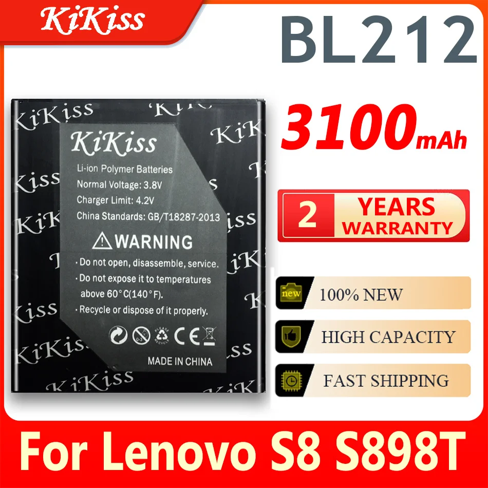 

3100mAh KiKiss BL212 For Lenovo S8 S898T A708T A628T A620T BL 212 Cell Phone High Capacity Battery