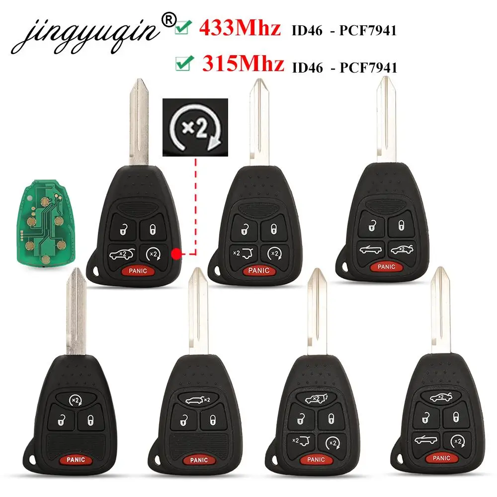 Jingyuqin chiave auto remota 315/433Mhz ID46 per Chrysler/JEEP/DODGE 300 200 Aspen Sebring Commander CE0888 OHT692713AA OHT692427AA