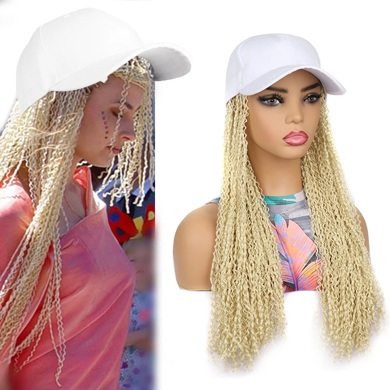 Zizi Плетеная бейсболка Парик Box Braid Наращивание волос со шляпой Ombre Цвет
