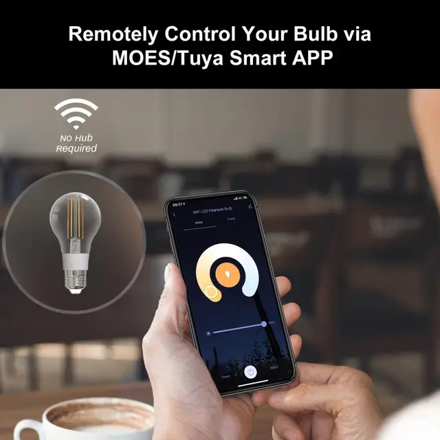 Aubess WiFi Smart Filament Bulb AC 90-250V E27 Dimmable LED Lamp 2700K-6500K 806LM Lighting Voice Control Via Alexa Google Home 2
