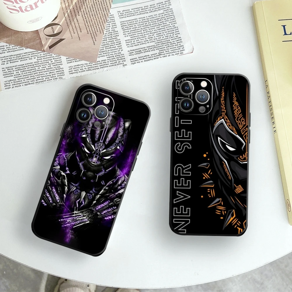 Чехол для телефона Hero Black-PantherS iPhone 15 14 13 12 11 X XR XS XSMAX 8 7 Plus Mini Pro Max мягкий черный чехол