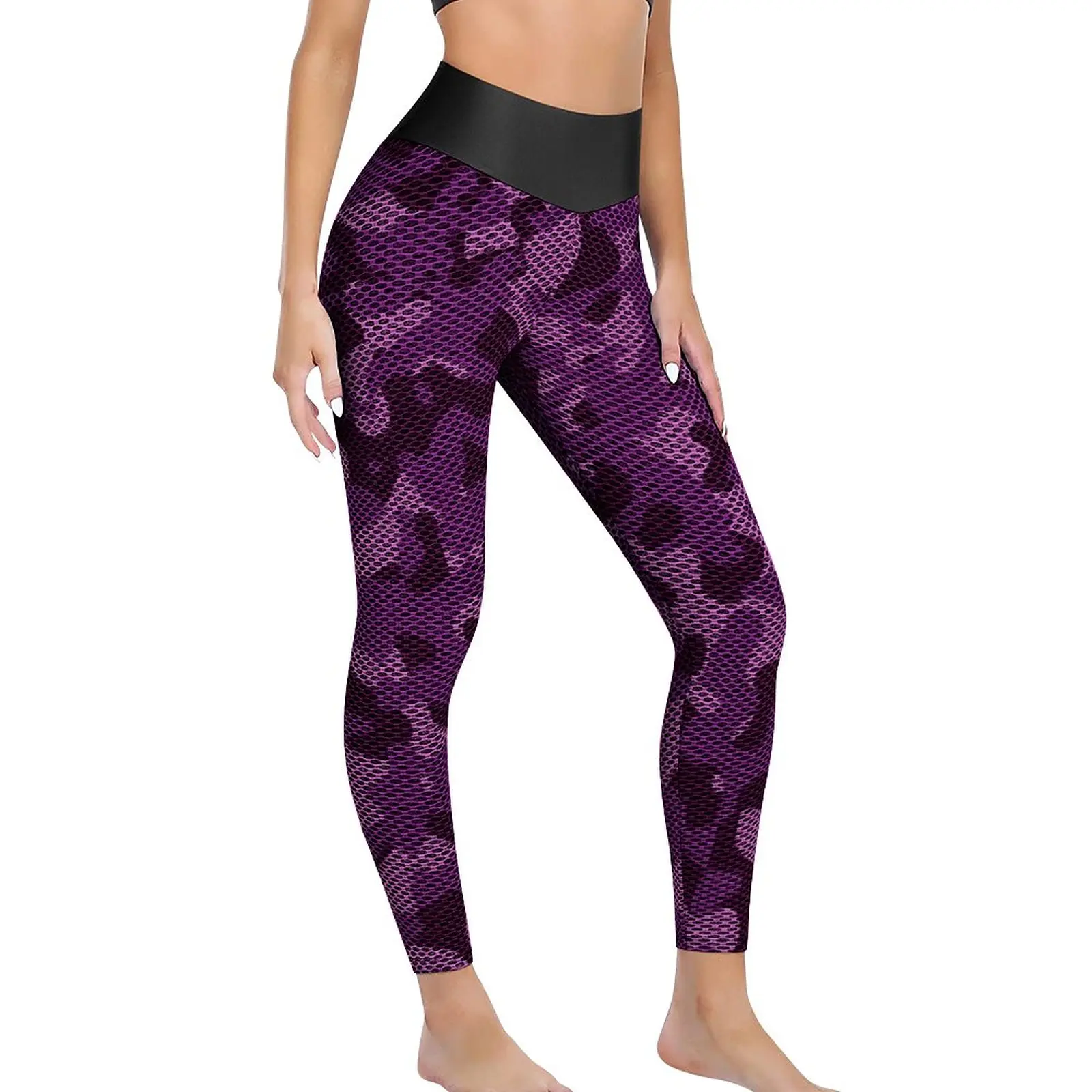 Abstract Camo Print Leggings Purple Camouflage Gym Yoga Pants Women Push Up Elegant Leggins Sexy Seamless Custom Sports Tights