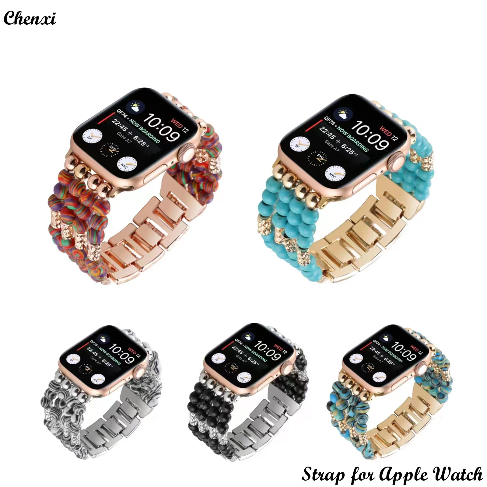 Metal strap for Apple watch band strainless steel bracelet chain for iwatch87654321SE Ultra 38 40 41 42 44 45 49mm Beaded wrist