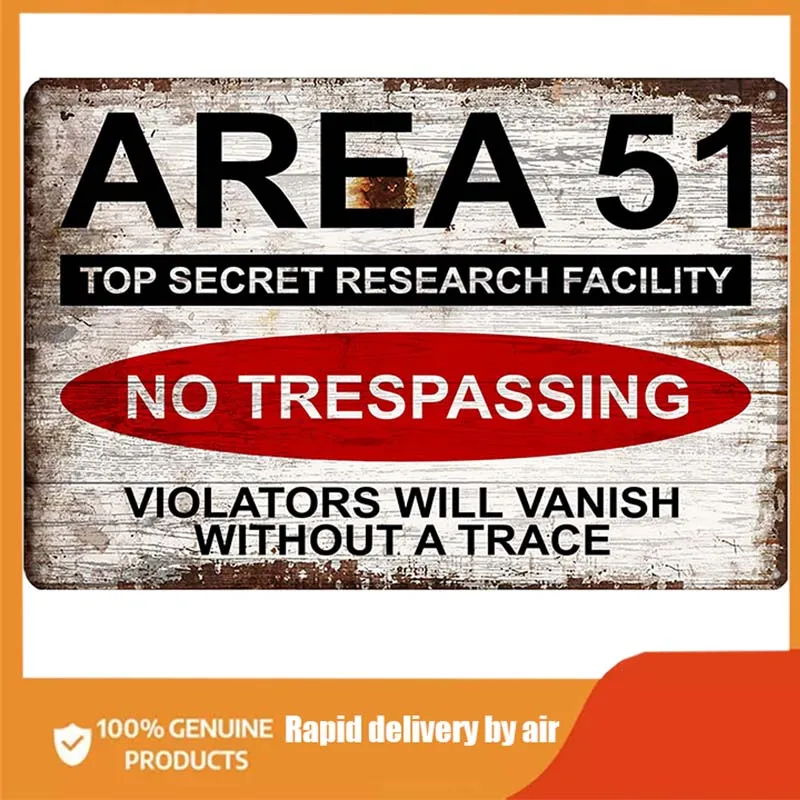 

YZFQ Area 51 Vintage Tin Sign No Trespassing Metal Plaque Wall For Outdoor Bar Cafe Retro Home Decor wall decor metal