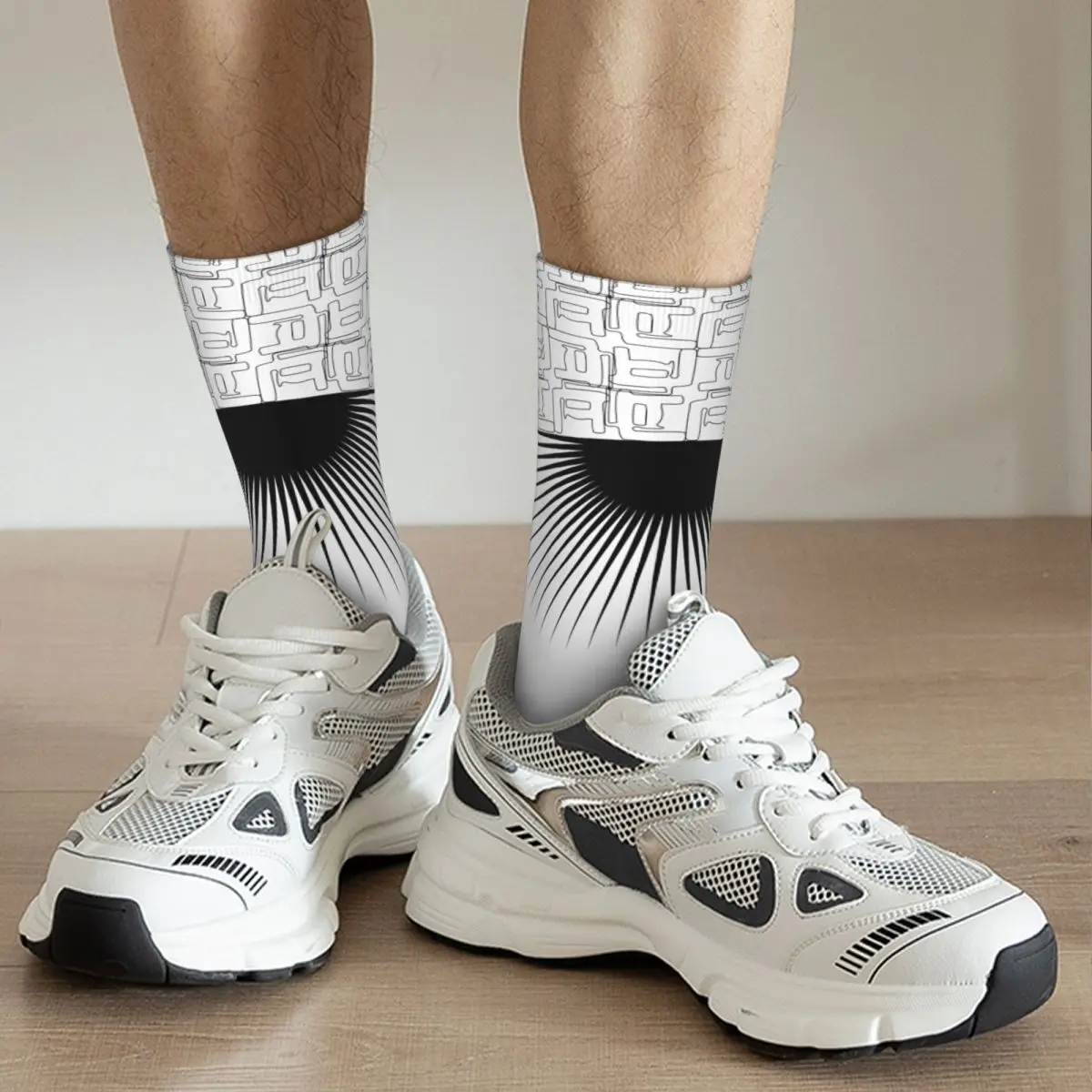 Letter Symbol Adult Socks Text, retro decoration, geometry, abstraction, profiled background, classical lines Unisex socks