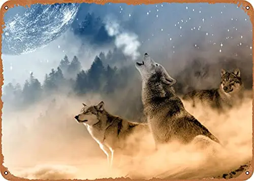

Fantasy Wolf Wolves Vintage Look Metal Sign Patent Art Prints Retro Gift 8x12 Inch
