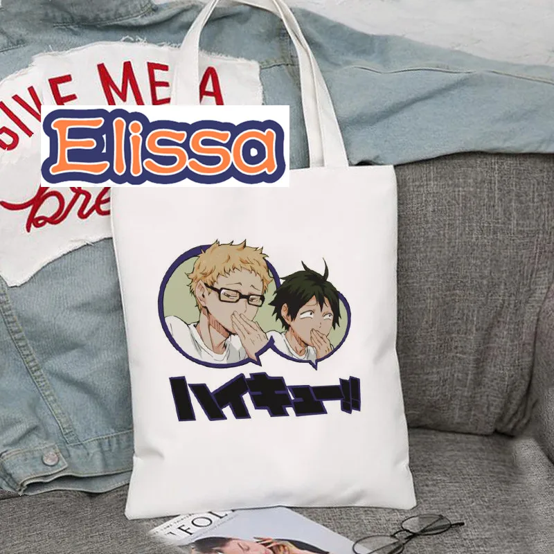 

Haikyuu Volleyball Shopper Bag Janpanese Anime Tote Canvas Shoulder Bag Women Reusable Shopping and Other Handbag for Girls