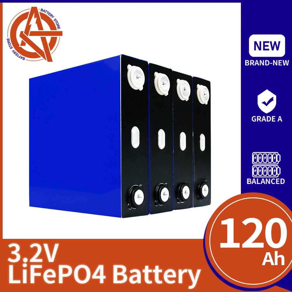 

Lifepo4 120Ah 1/4/8/16/32PCS Recargable Battery Pack 3.2V Lithium Iron Phosphate Prismatic New Solar Cells for Boat Golf Cart