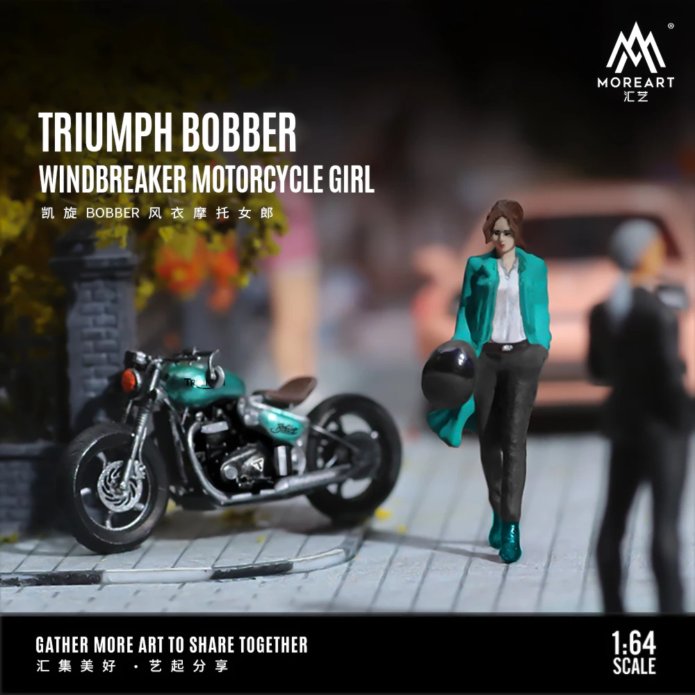 MoreArt&ampTimeMicro 1:64 Triumph BOBBER Тренч Мотоциклетный комплект фигурок из смолы для девочек