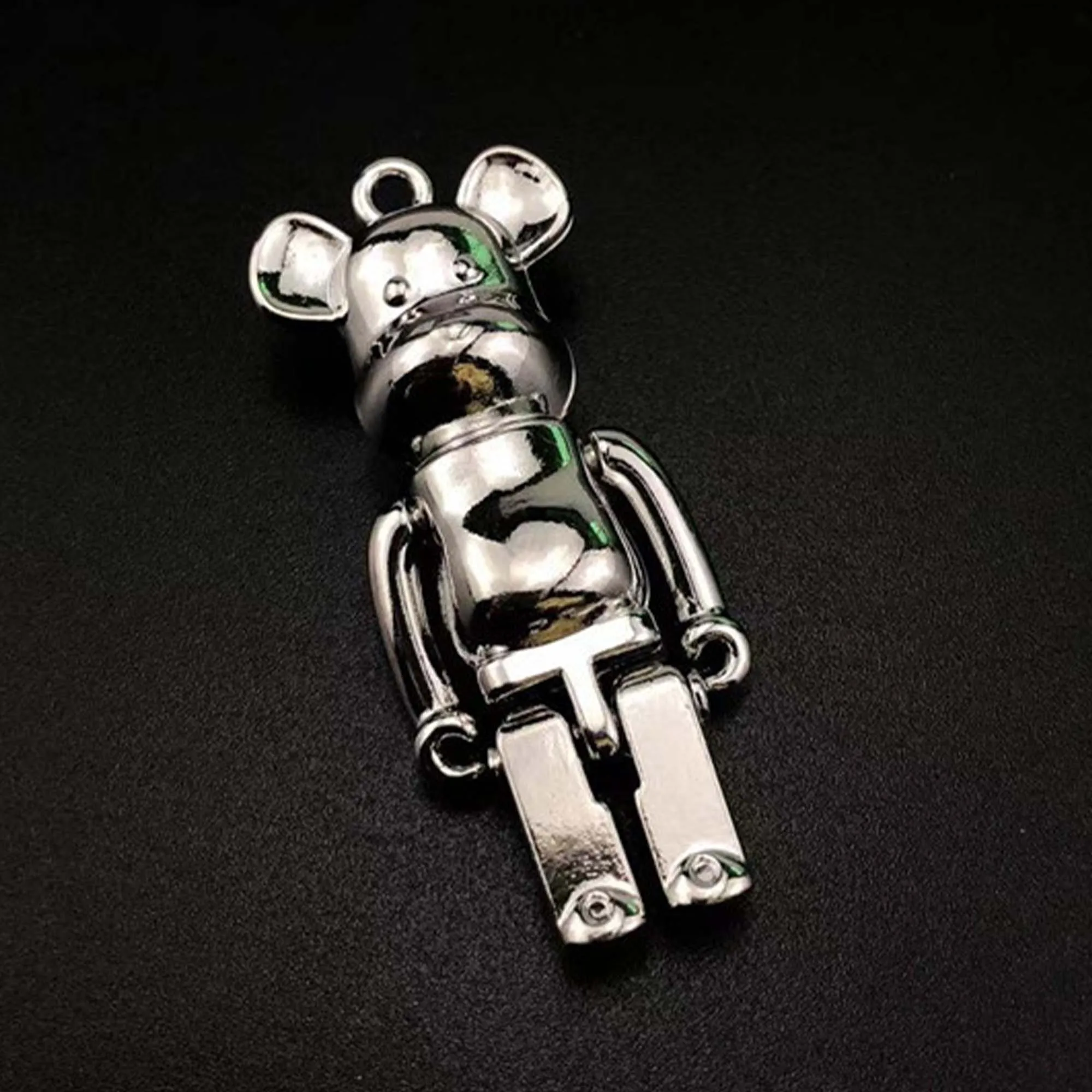 1PCS-10PCS 50x20mm Silver Hip Hop Movable Bear Pendant DIY Men and Women Necklace Bracelet Keychain Jewelry Charm Accessories