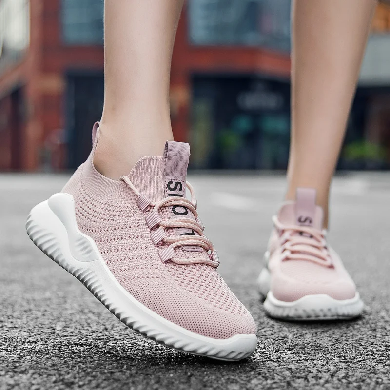 

Женские кроссовки для бега, Спортивные Вязаные повседневные кроссовки, тренировочная теннисная обувь с вулканизированной подошвой, модная...