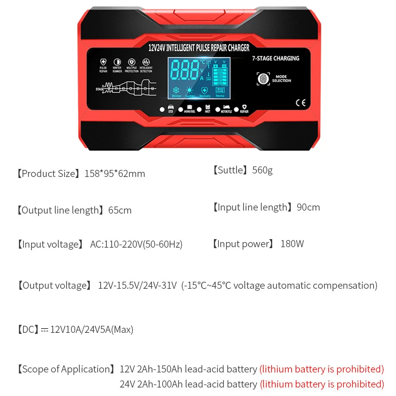 Автомобильное зарядное устройство для аккумуляторов 12 В/24 В