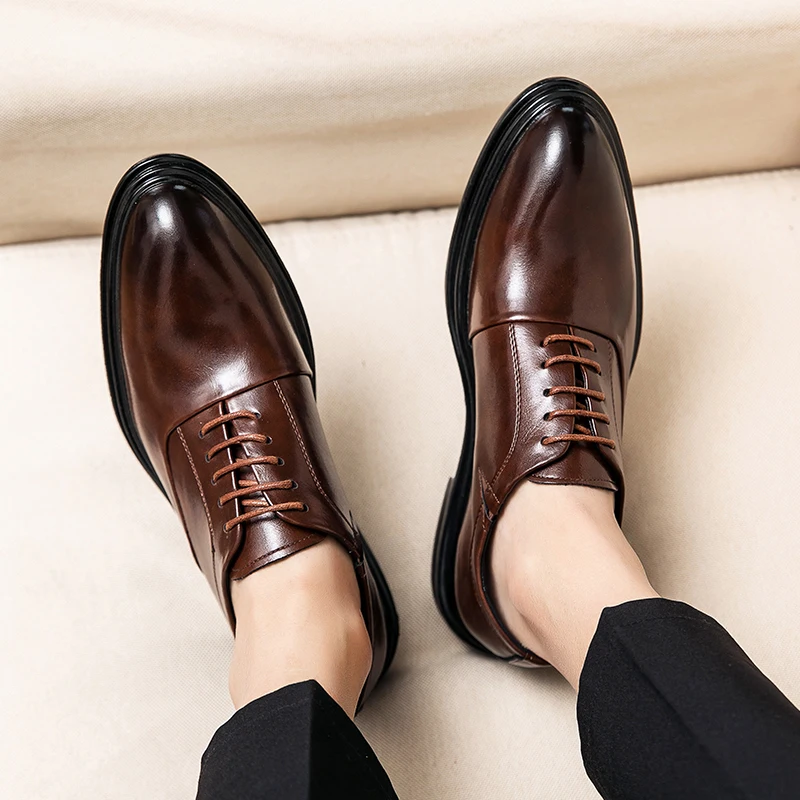 

Туфли-оксфорды мужские из коровьей кожи, обувь для встреч, на шнуровке, классические туфли, деловая Свадебная обувь, офисная обувь
