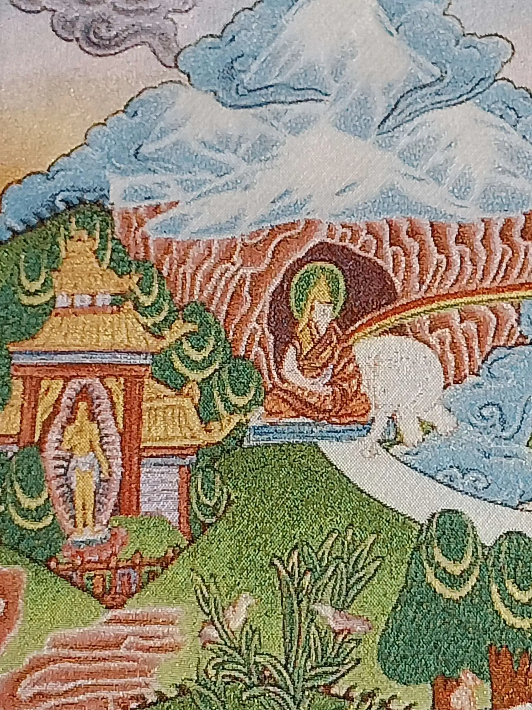 36-дюймовая тибетская вышитая ткань шелковая буддистская тоновая карта и девять