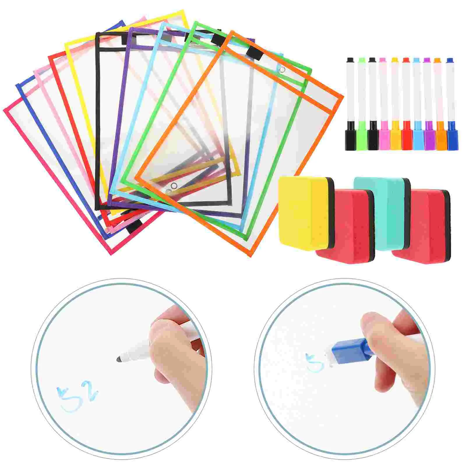 

Dry Erase Bag Office File Folder Clear Sleeves Document Holder Bill Ticket Holders Pocket Protector Envelope Envelopes