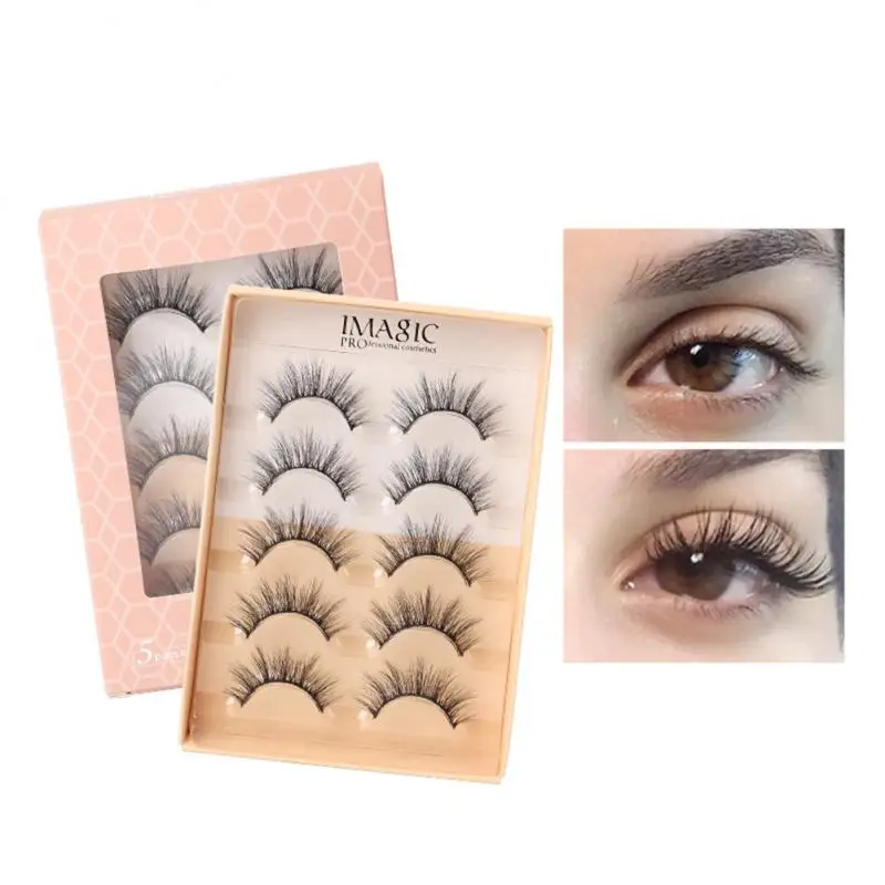 

5 Pairs 3D Self-Adhesive False Eyelashes Multi-layer Natural Thickness Simulation Reusable Curled Eyelashes Makeup Kit