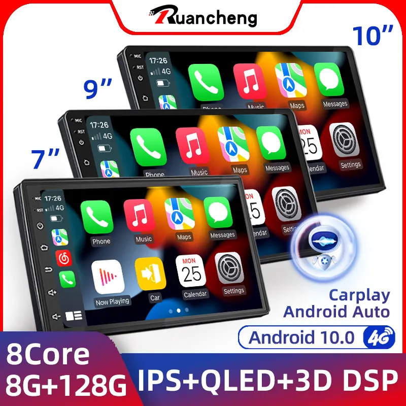 Автомобильный мультимедийный видеоплеер Ruancheng 2 Din Android 7 9 10 дюймов Универсальный